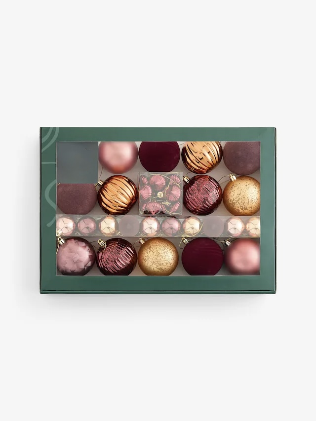 Lot de 50 boules de Noël métalliques couleur baie incassables