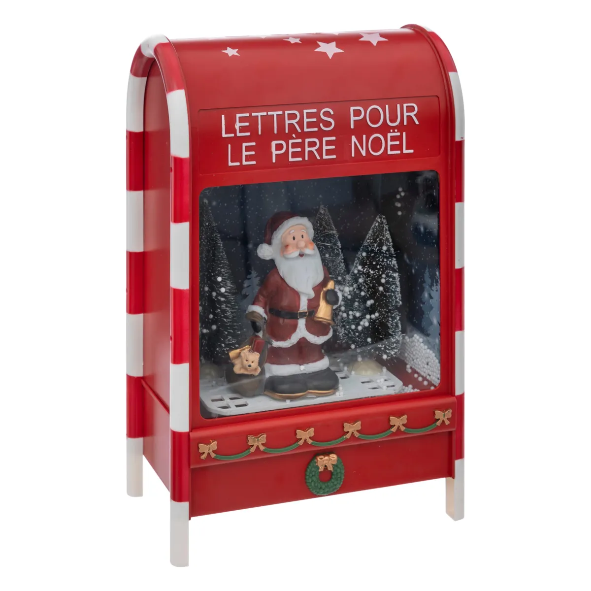 Boule à neige lumineuse Boîte aux lettres du Père Noël – 40 cm, 12 LED