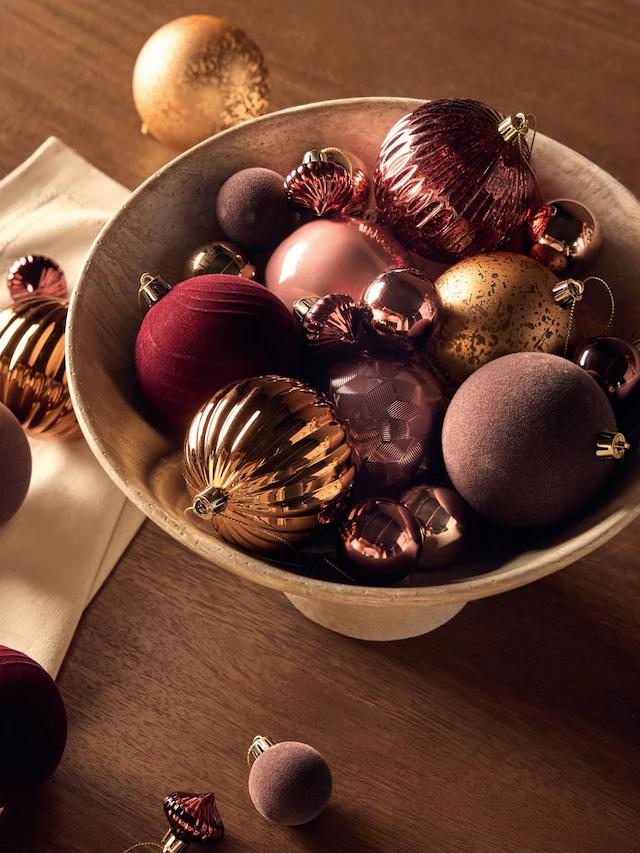 Lot de 50 boules de Noël métalliques couleur baie incassables