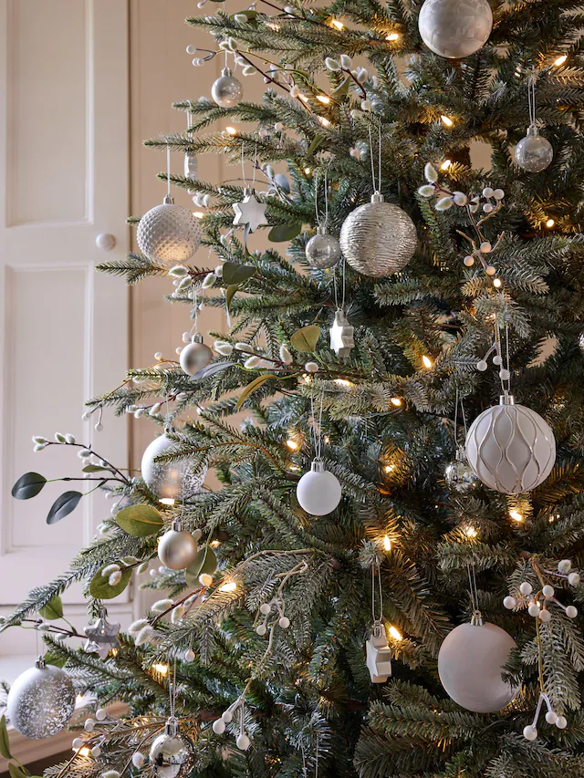Lot de 50 boules de Noël blanches givrées incassables