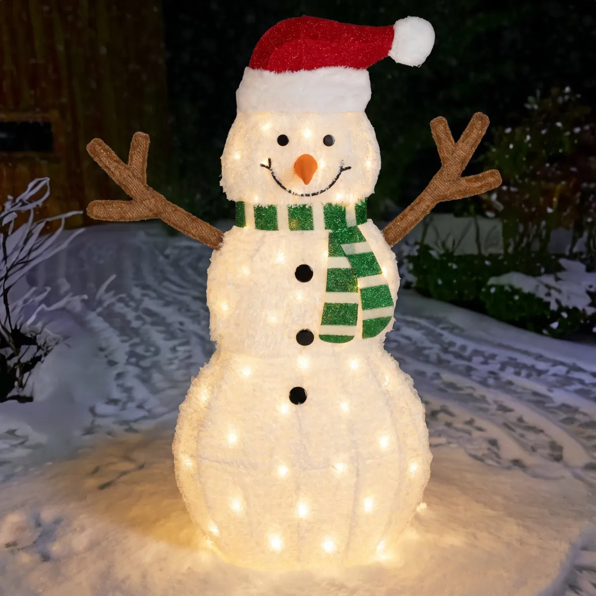 Bonhomme de neige lumineux Oscar – 50 LED blanc chaud, H 107 cm