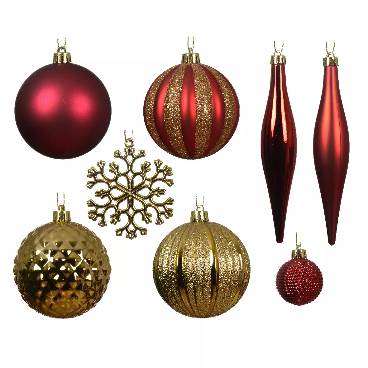  Kit de décoration de sapin de Noël Christmas Bordeaux et or clair