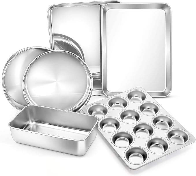 6-Piece Baking Pans set, Stainless Steel Bakeware Set for Oven-Coolskitchenstore