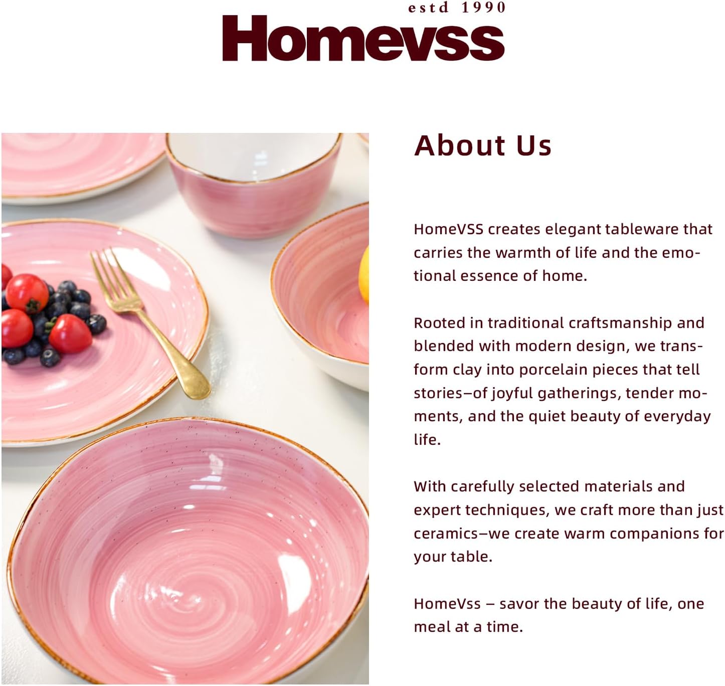 Highland 16-Piece Dinnerware Set Service for 4, Organic Shape Stoneware Plates and Bowls Set, Scratch Resistant, Microwave and Dishwasher Safe, Speckled Effect Handcrafted, Swirl Pink-Coolskitchenstore