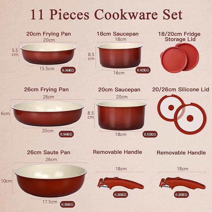11PCS Pots and Pans Set Non Stick with Detachable Handle-Coolskitchenstore