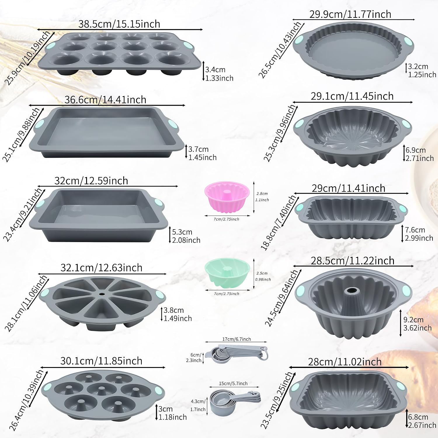 51 Piece Silicone Baking Pan Set, Nonstick Bakeware Set-Coolskitchenstore