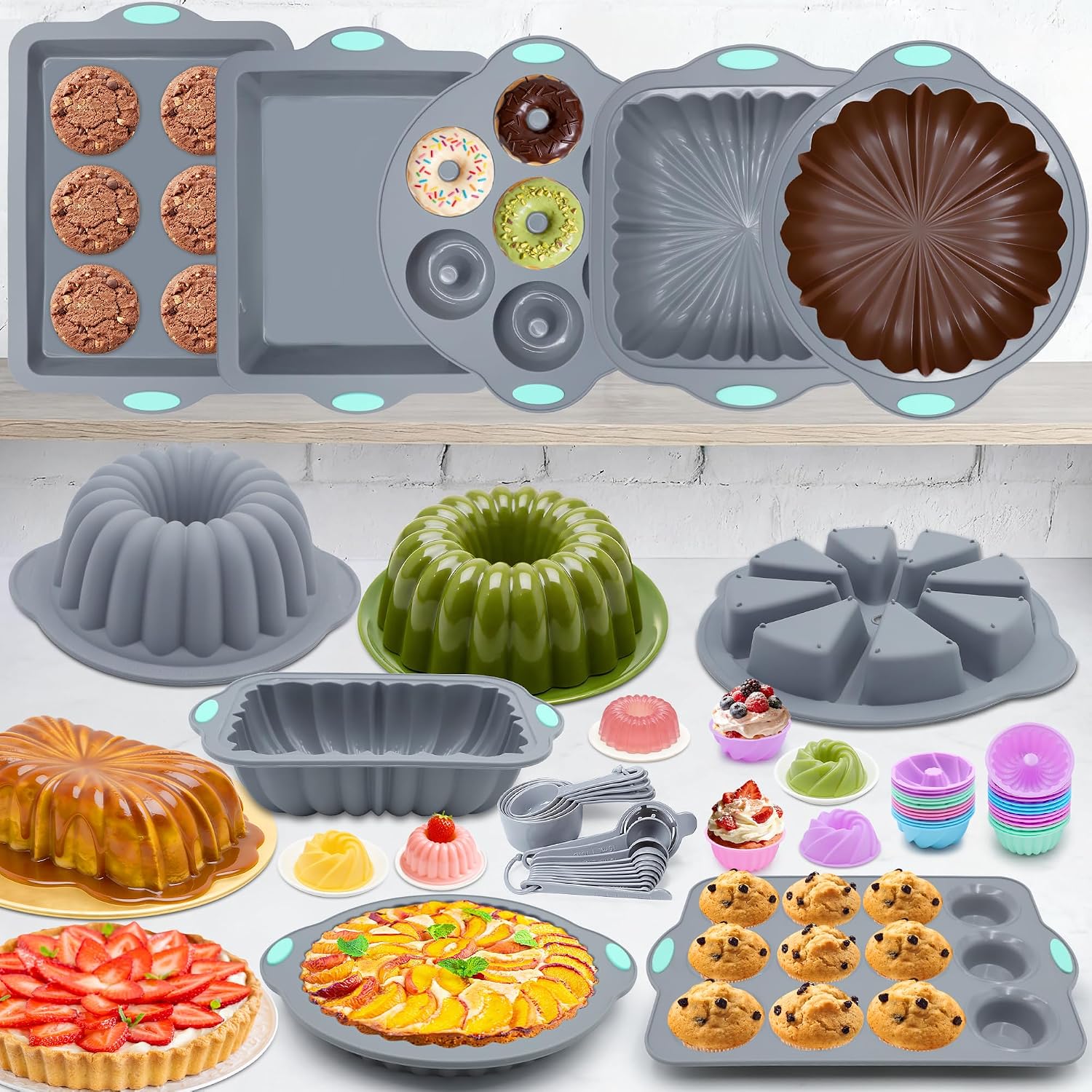 51 Piece Silicone Baking Pan Set, Nonstick Bakeware Set-Coolskitchenstore
