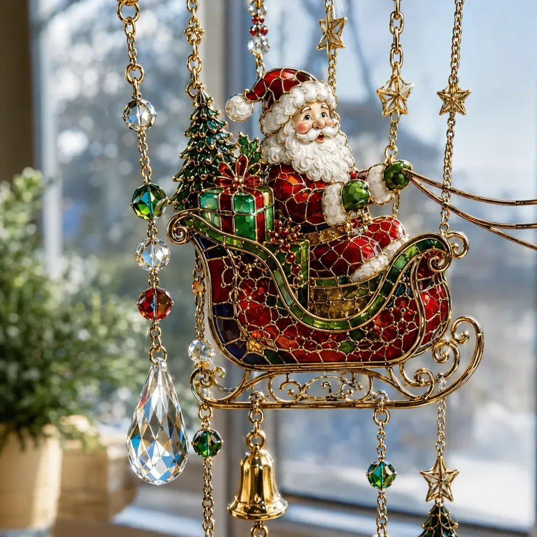 Handmade Christmas Stained Glass Window Hanging