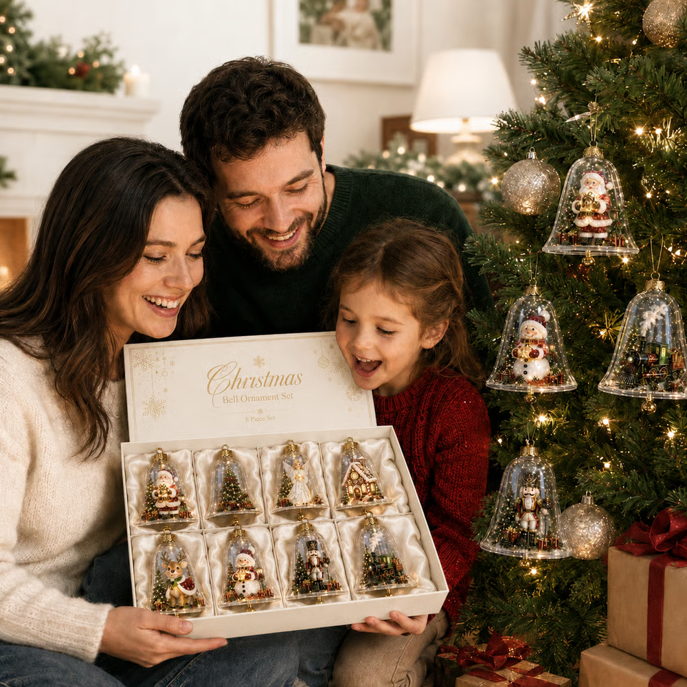 🔔 Light-Up Christmas Bell Ornament – 8 Storybook Scenes 🎄