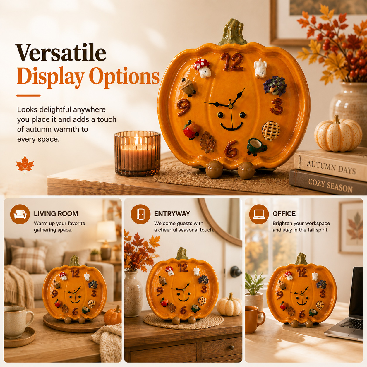🎃 Interchangeable Magnetic Charm Pumpkin Clock