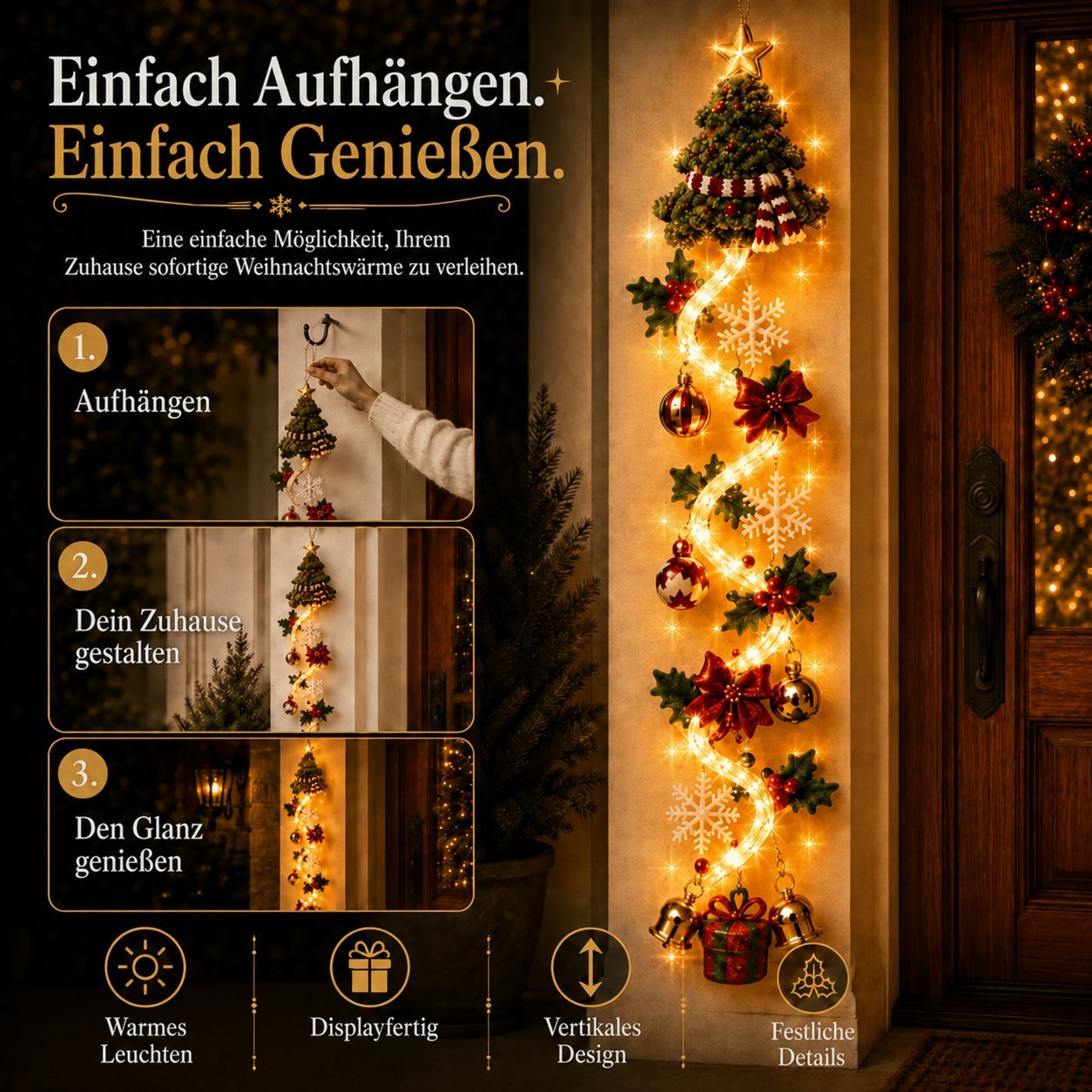 🎄 Leuchtender Weihnachtstürhänger