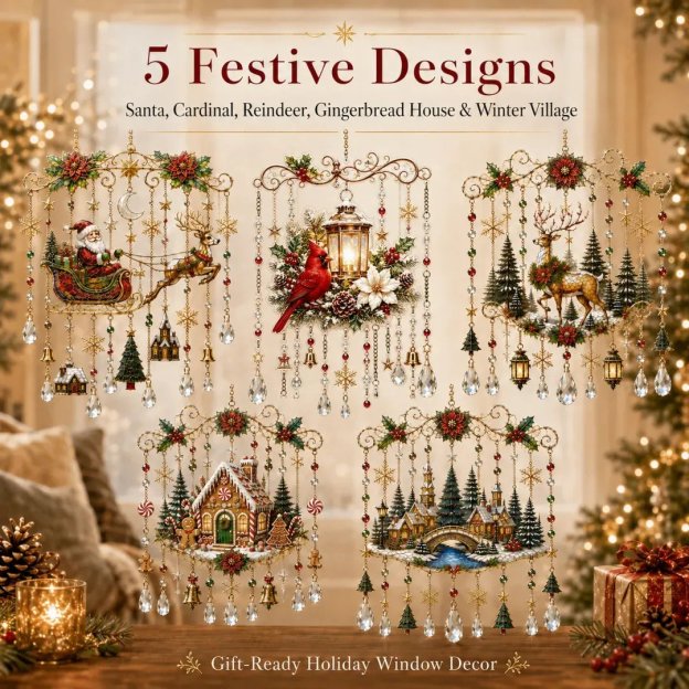 Handmade Christmas Stained Glass Window Hanging