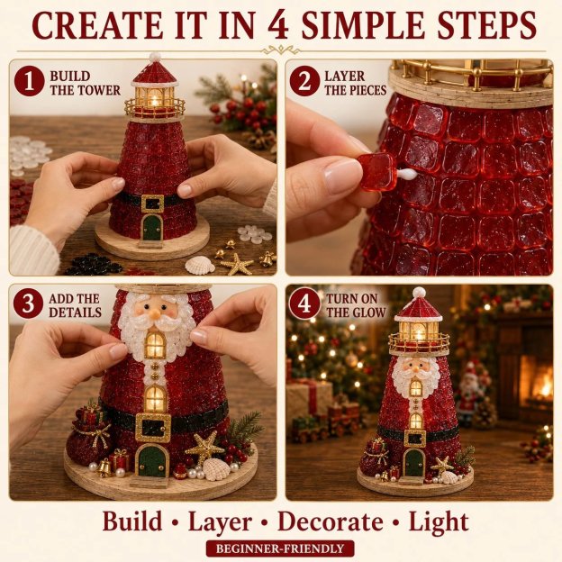 🎄Beginner-Friendly DIY Lighted Christmas Character Sea Glass