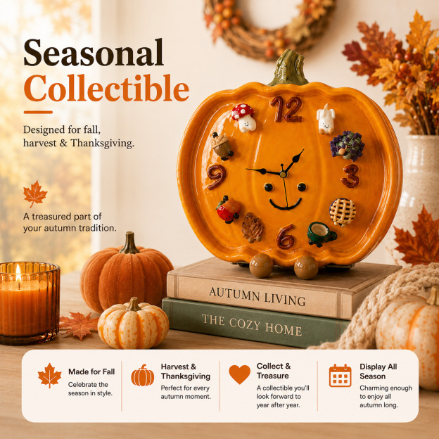 🎃 Interchangeable Magnetic Charm Pumpkin Clock