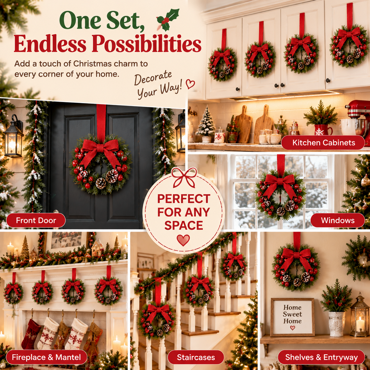 🏆2025 Super Value Set(50% OFF)💥🔥 Retrowavy Christmas Kitchen Cabinet Wreaths