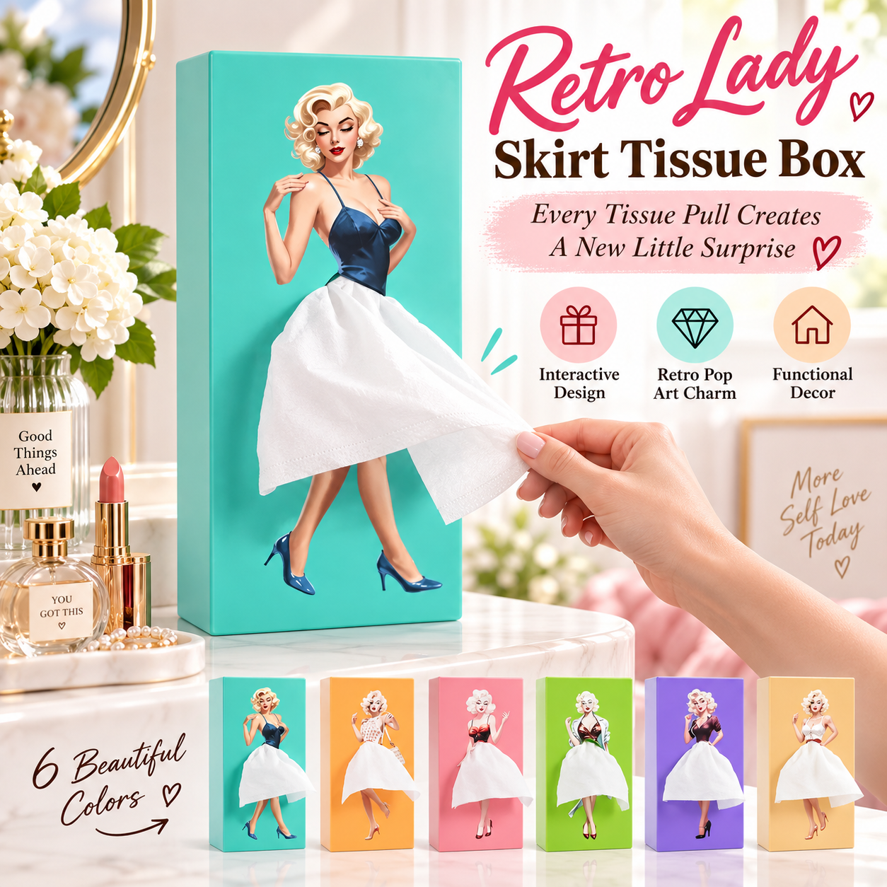 Tissue Box, Reusable Cartoon Creative Retro Pop Art Paper Towel Holder
