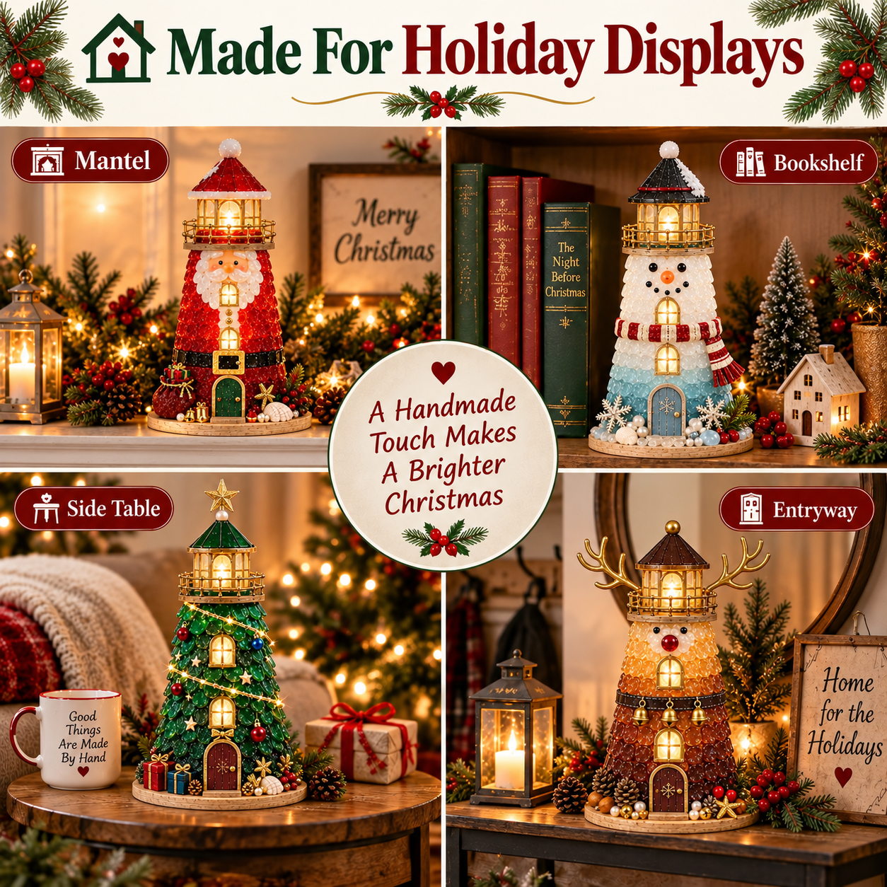 🎄Beginner-Friendly DIY Lighted Christmas Character Sea Glass