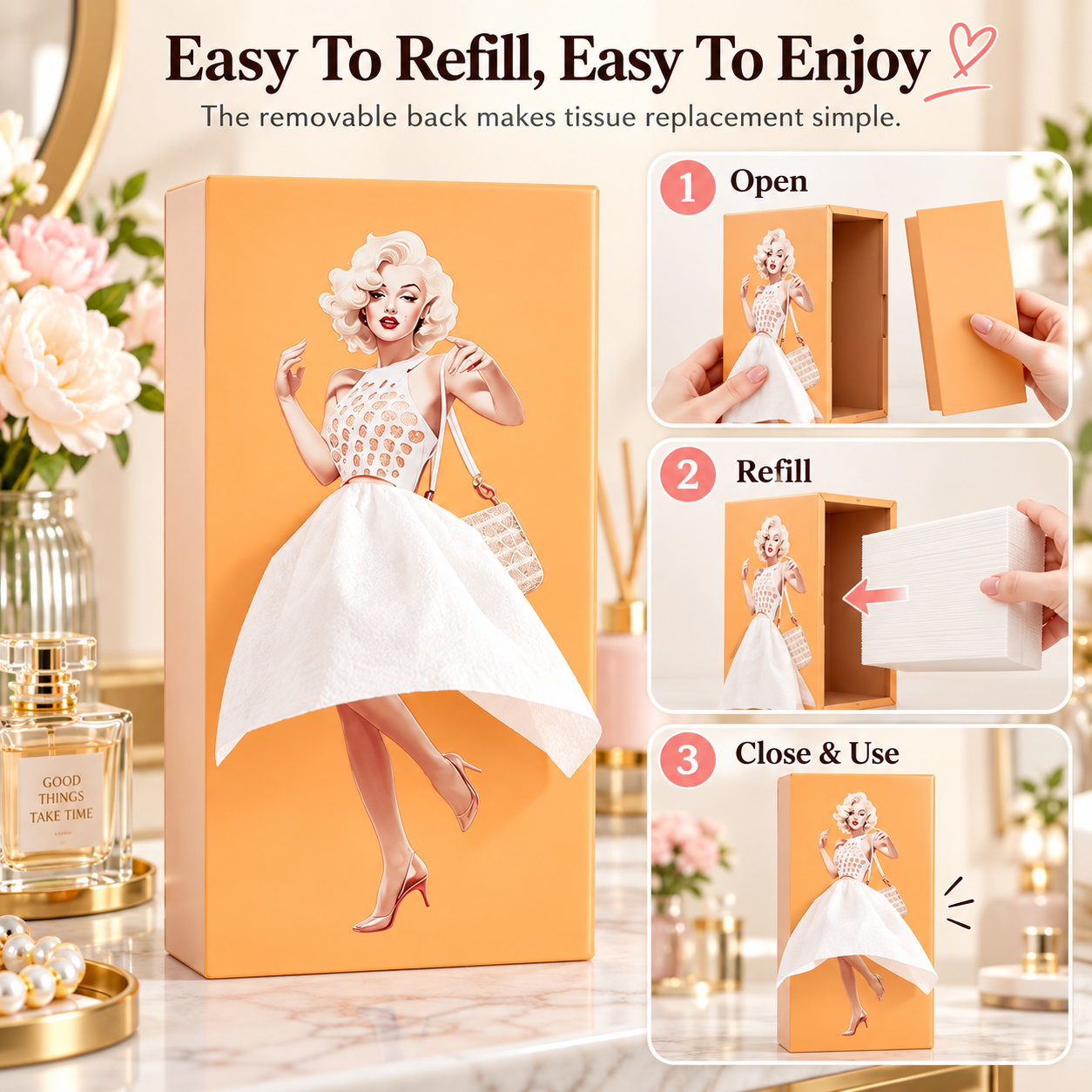 Tissue Box, Reusable Cartoon Creative Retro Pop Art Paper Towel Holder