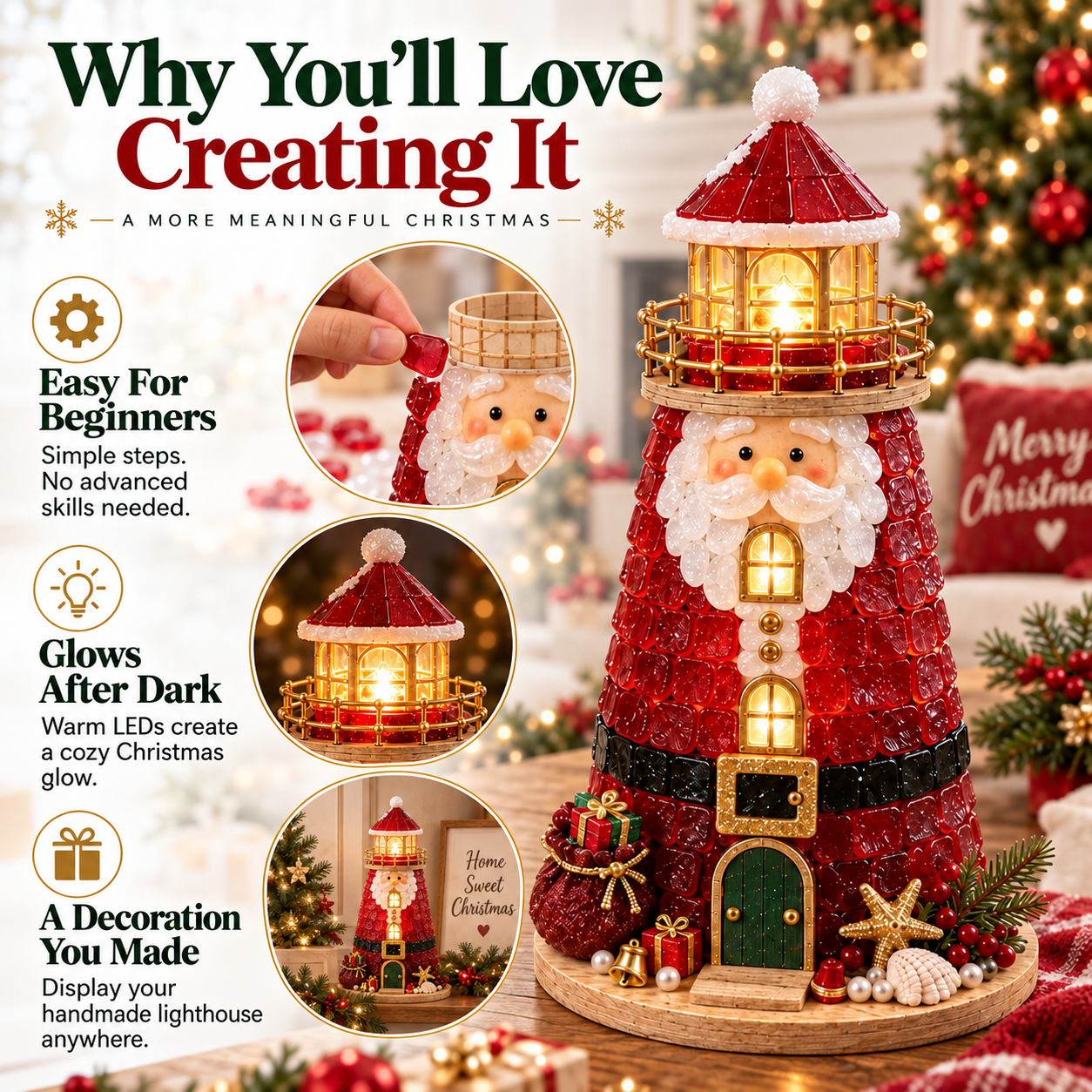 🎄Beginner-Friendly DIY Lighted Christmas Character Sea Glass