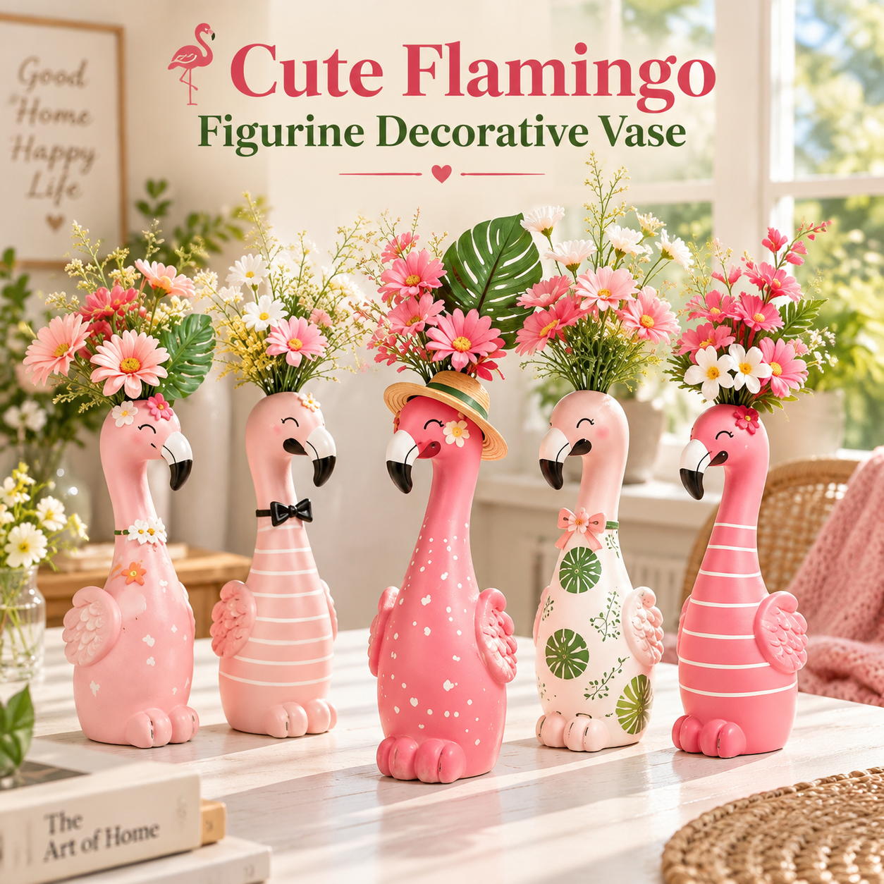 🦩Cute Flamingo Figurine Decorative Vase