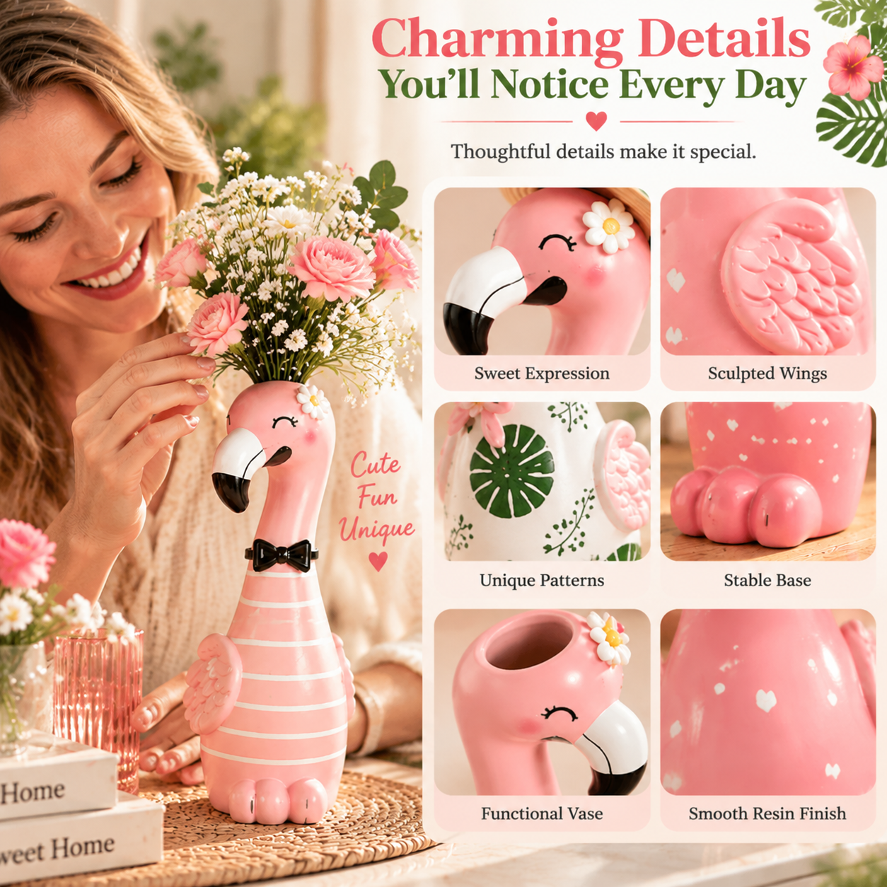 🦩Cute Flamingo Figurine Decorative Vase