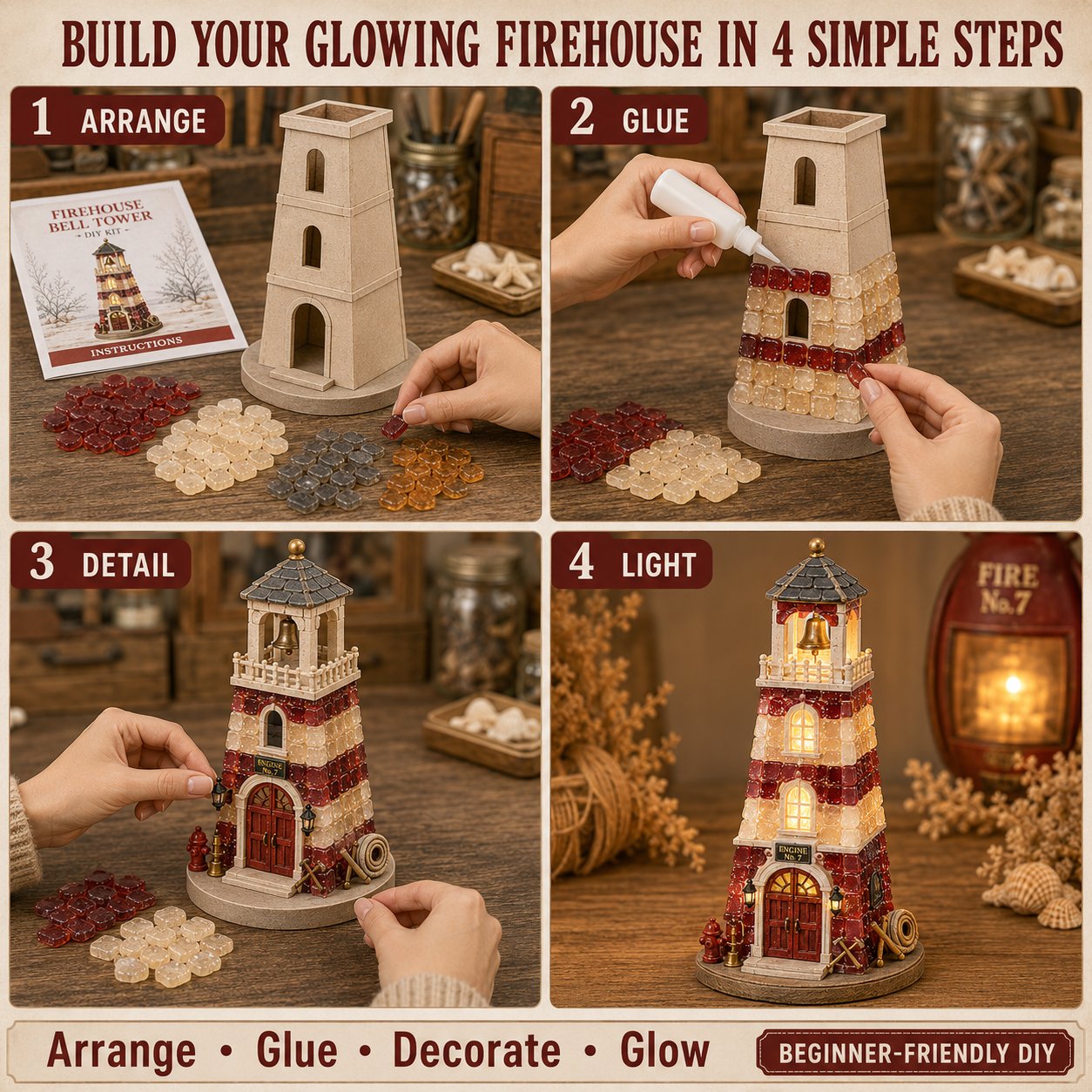  🚒Vintage Firehouse Mosaic Light DIY Kit 💕