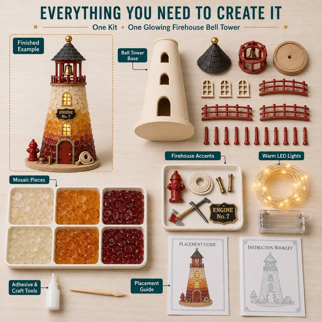  🚒Vintage Firehouse Mosaic Light DIY Kit 💕