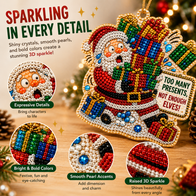 Beginner-Friendly Funny Christmas Pearl Diamond Art Ornament DIY Kit