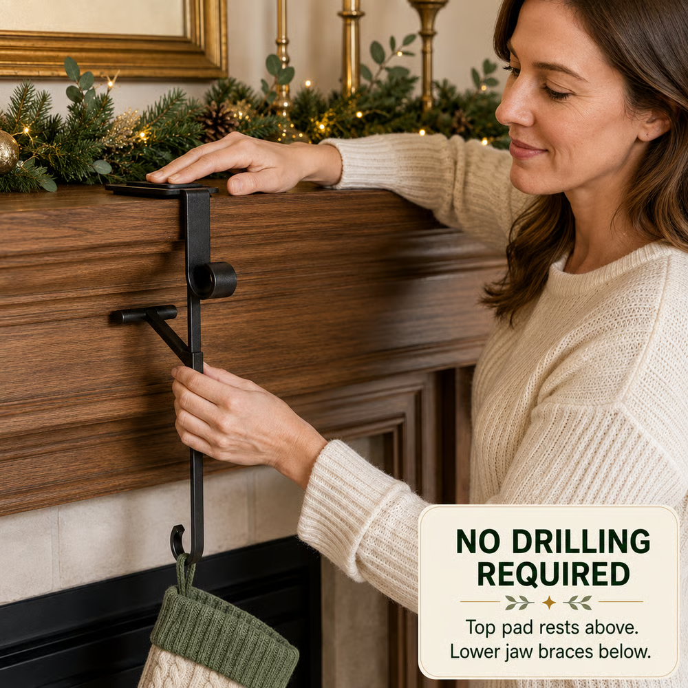🎄 Adjustable Mantel Stocking & Garland Hanger Set 🔥