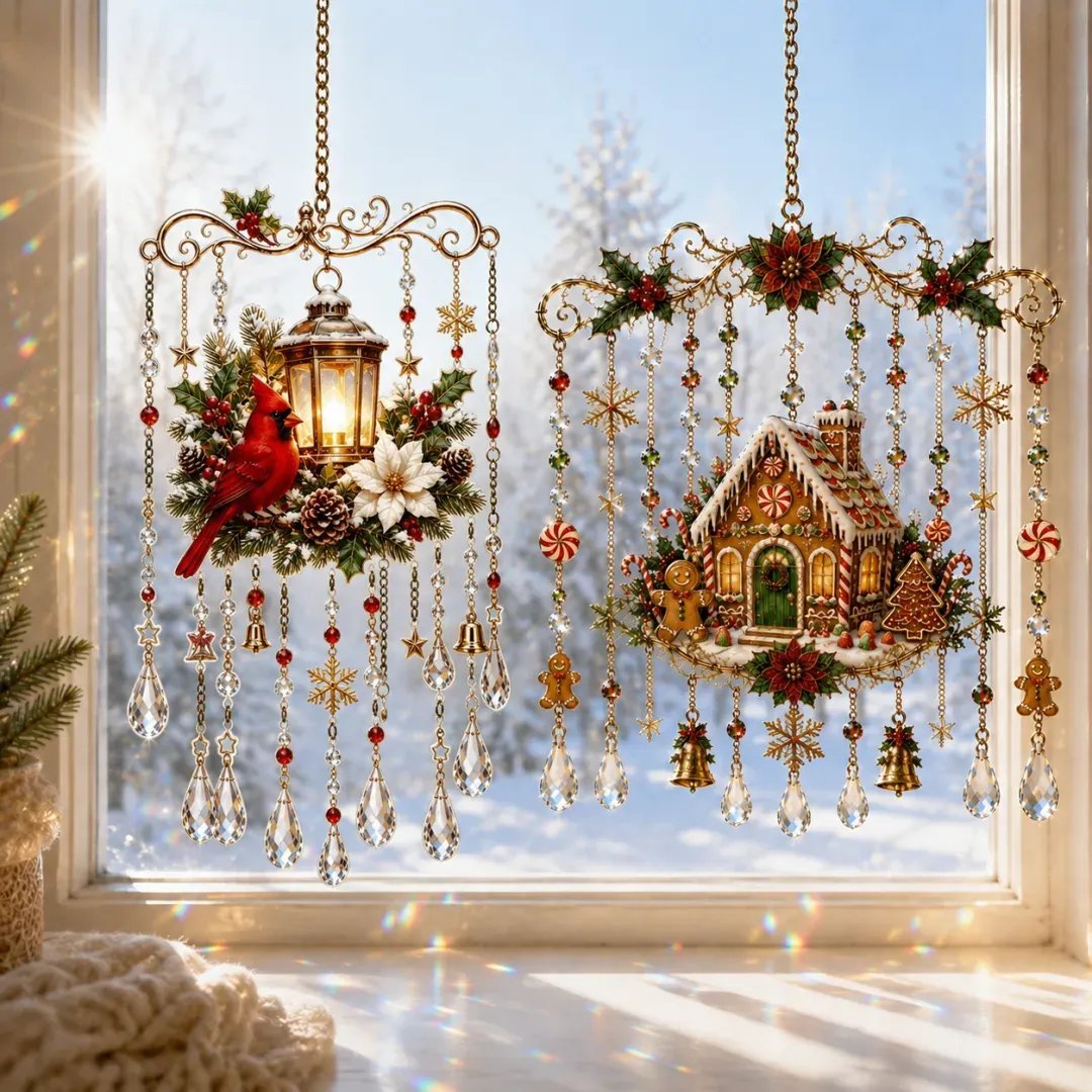 Handmade Christmas Stained Glass Window Hanging