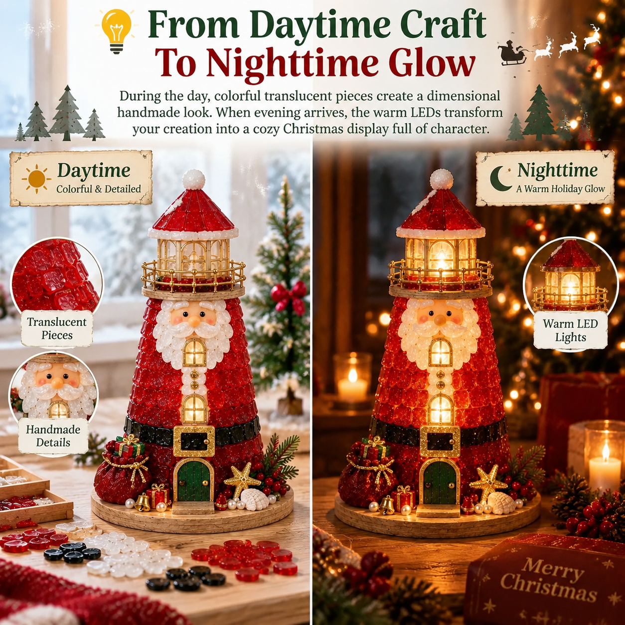 🎄Beginner-Friendly DIY Lighted Christmas Character Sea Glass