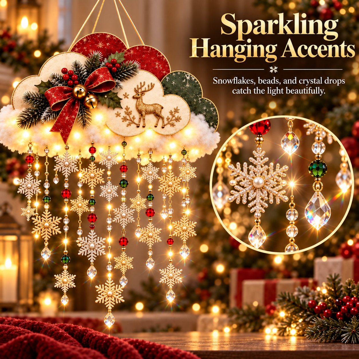 Sparkling Snowflakes Beads and Transparent Hanging Ornaments