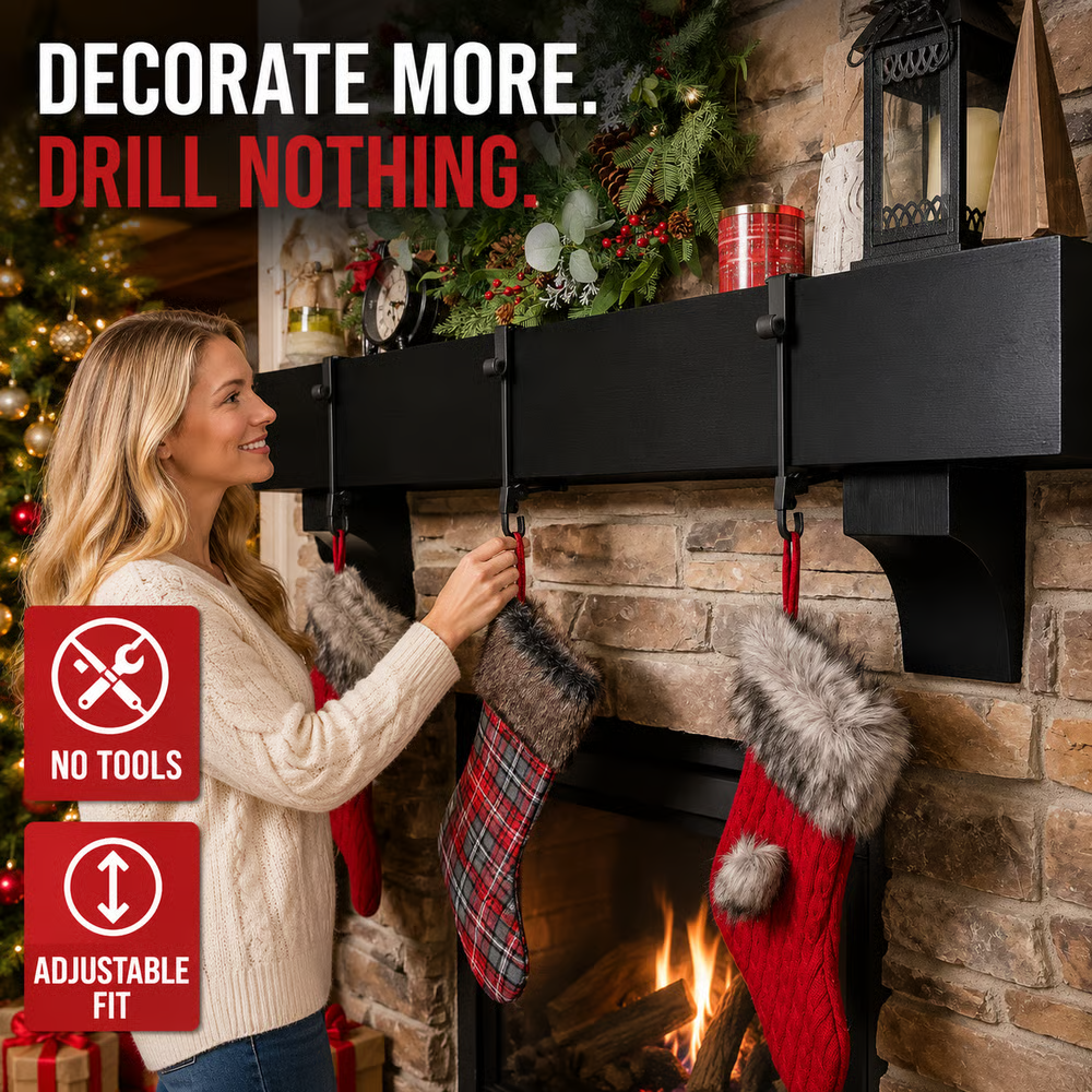 🎄 Adjustable Mantel Stocking & Garland Hanger Set 🔥