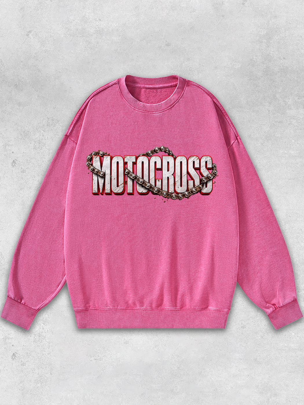 Grinram Retro Motocross Metal Chain Motorcycle Washed Sweatshirt