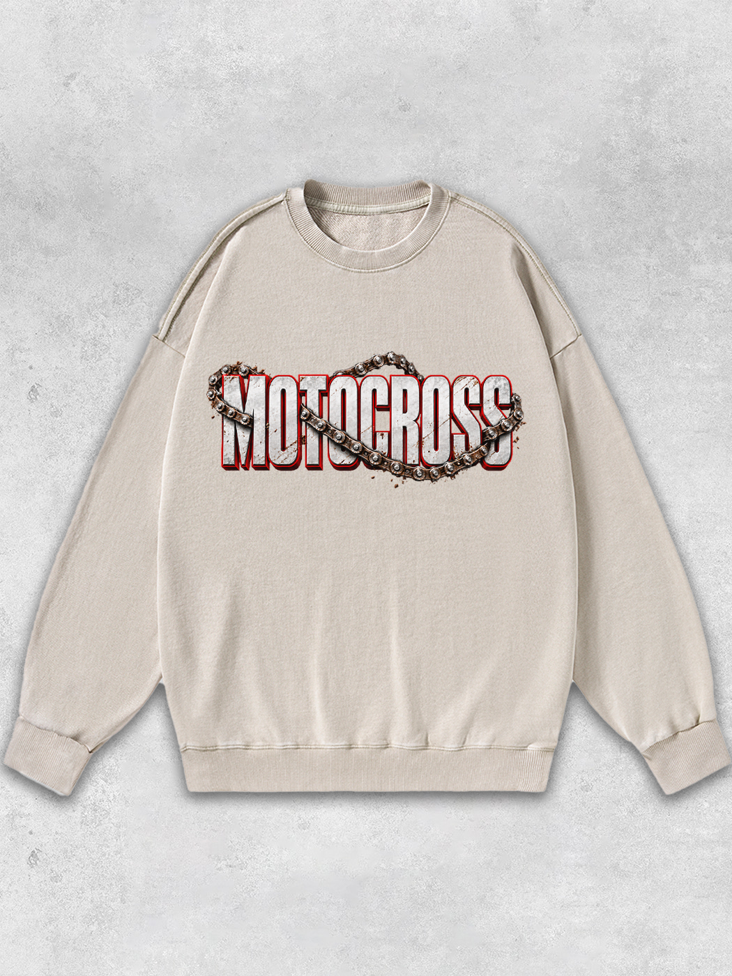 Grinram Retro Motocross Metal Chain Motorcycle Washed Sweatshirt