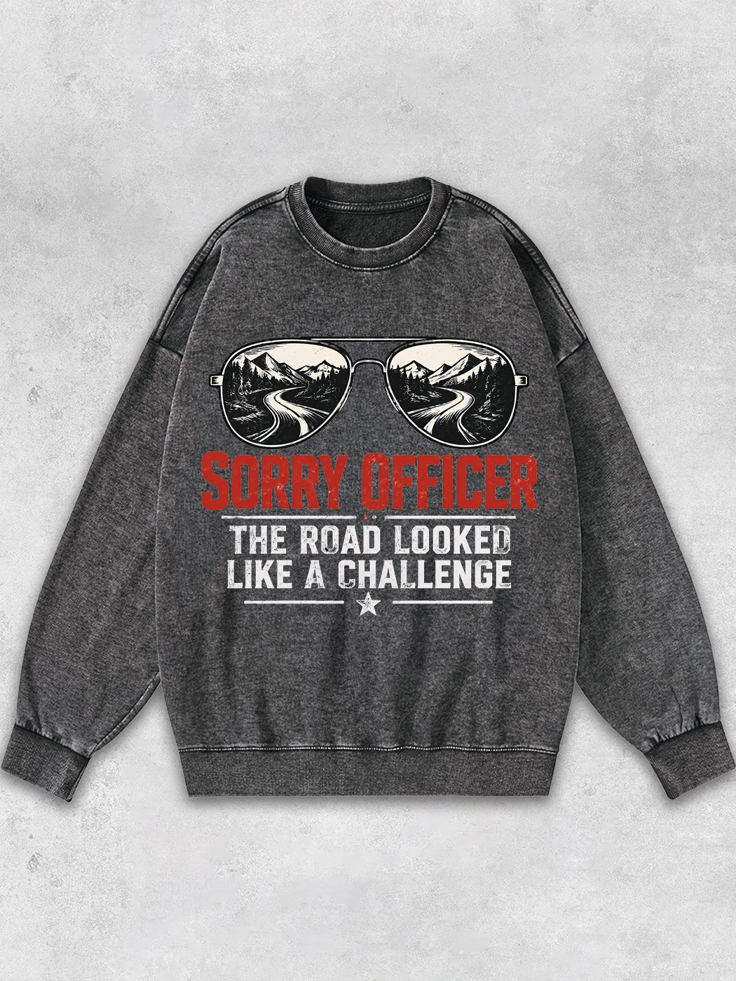 Grinram The Road Looked Like A Challenge Washed Sweatshirt