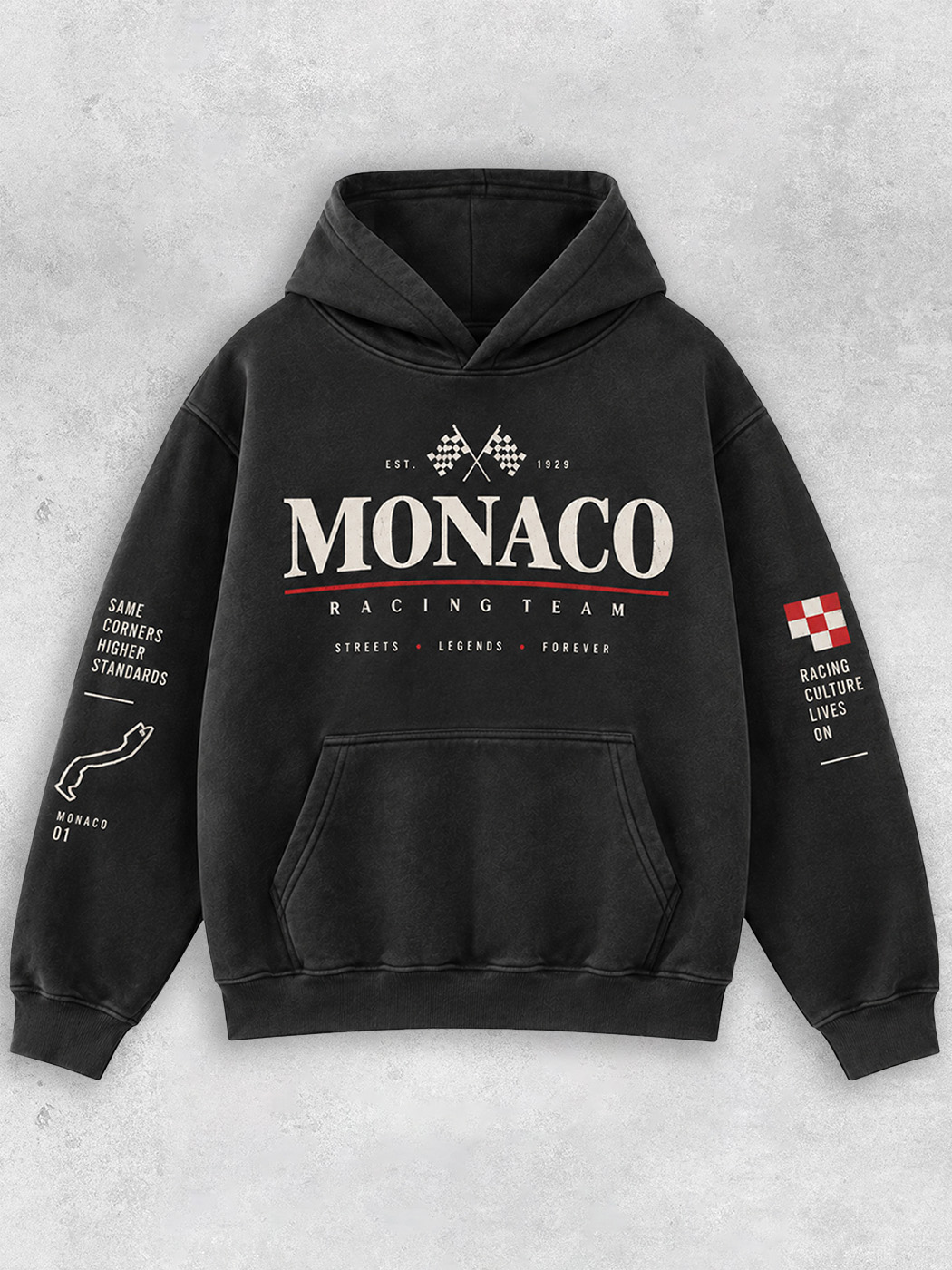 Grinram Monaco Racing Team Streets Legends Forever Washed Hoodie