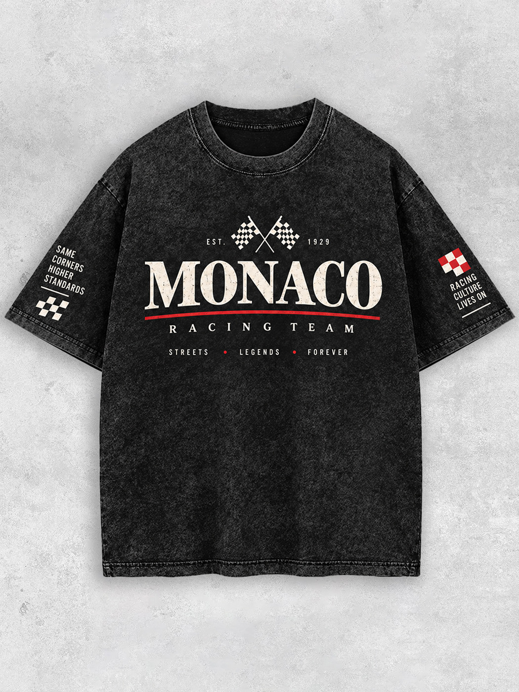 Grinram Monaco Racing Team Streets Legends Forever Washed T-Shirt