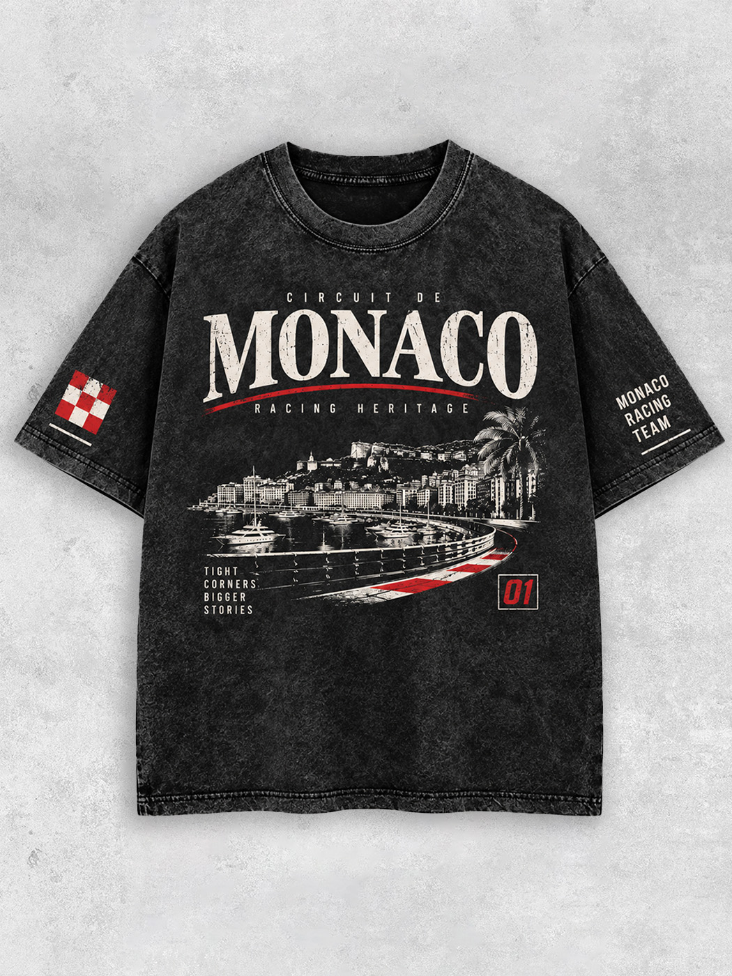 Grinram Monaco Circult De Racing Heritage Washed T-Shirt