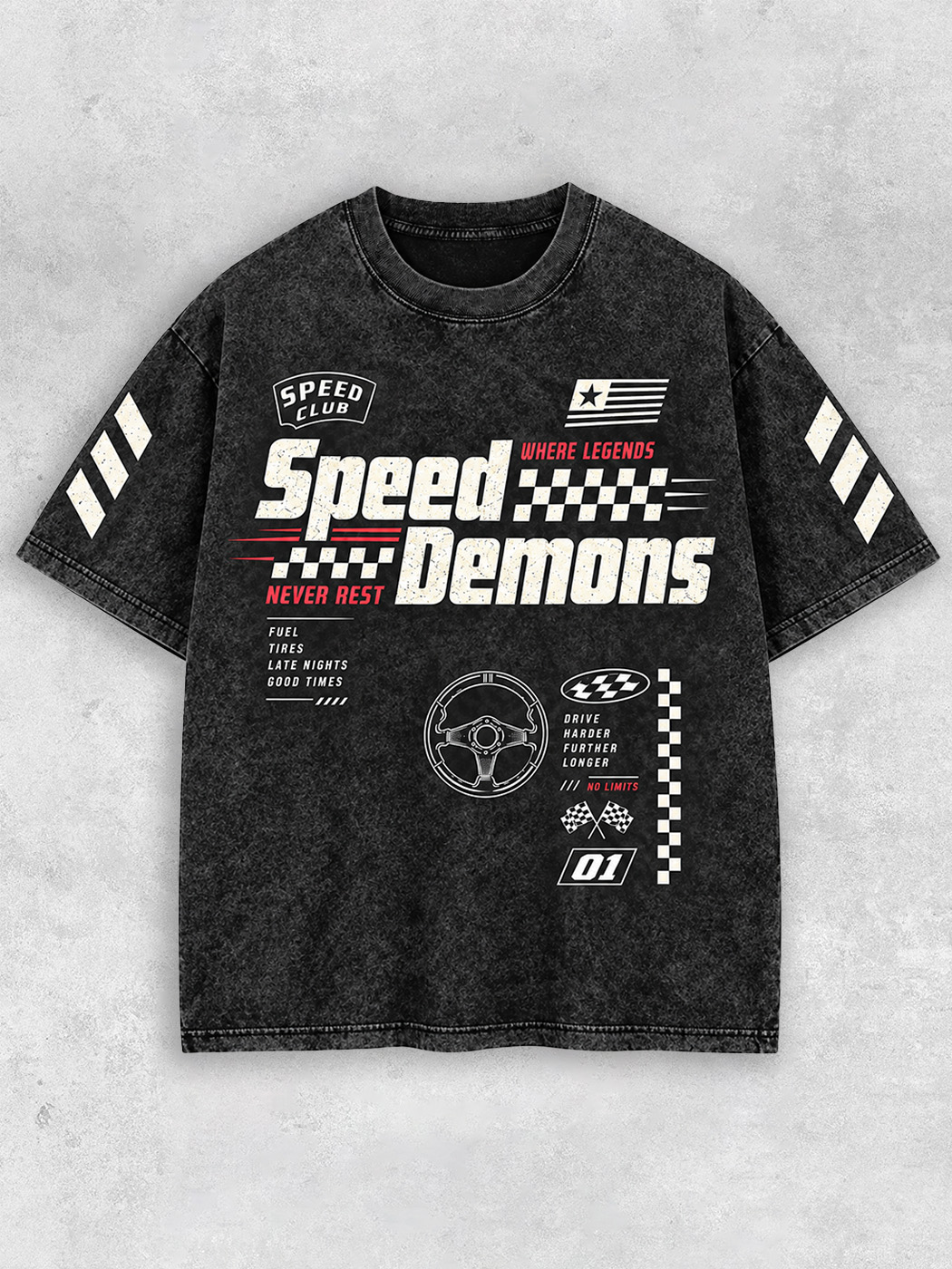 Grinram Speed Demons Never Rest Washed T-Shirt