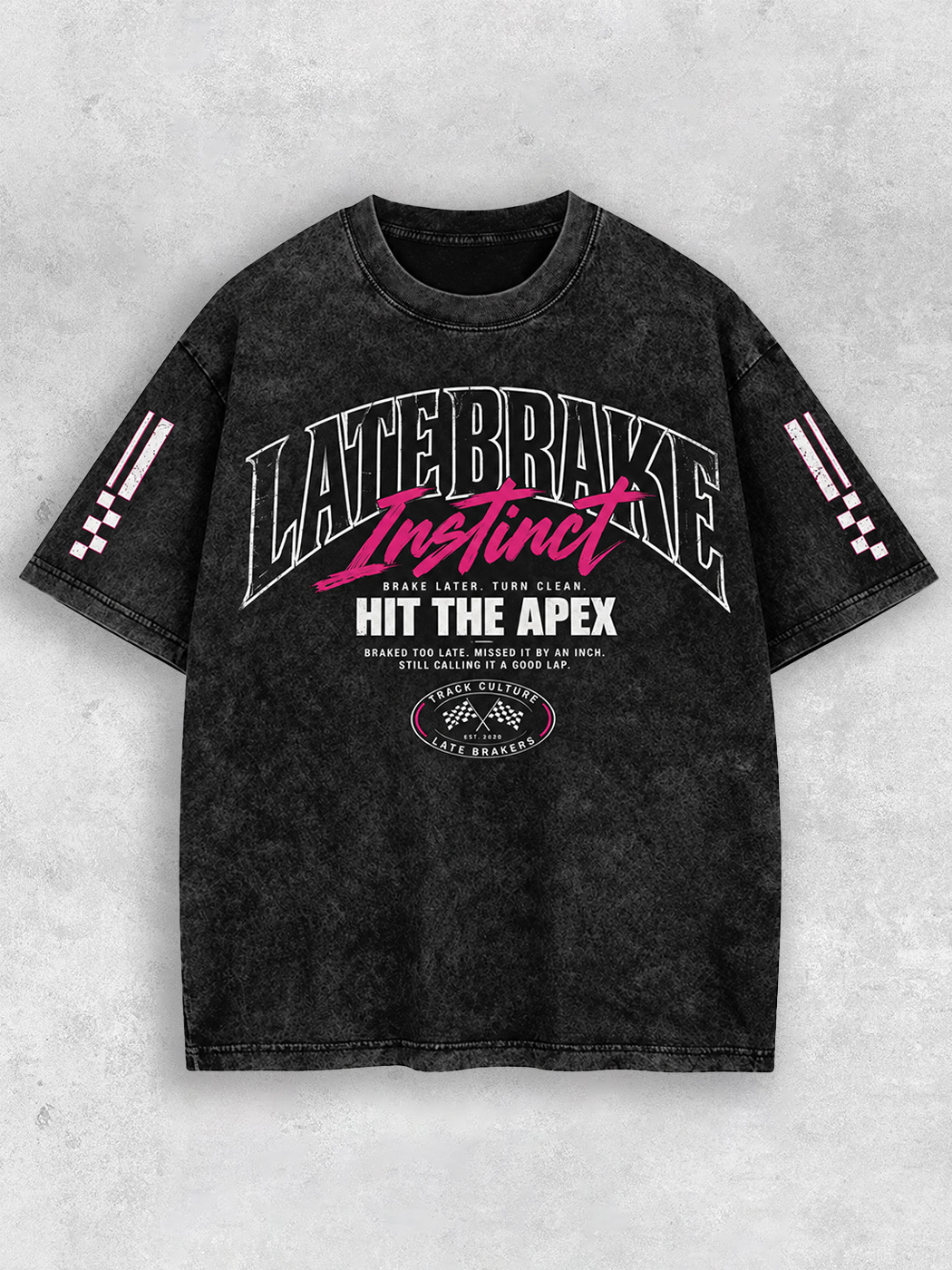 Grinram Late Brake Instinct Hit The APEX Washed T-Shirt