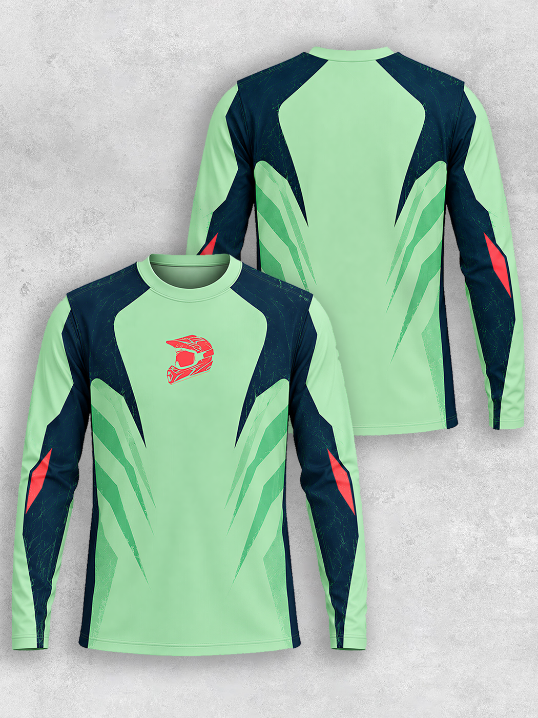 Grinram Helmet Graphic Distressed Angular Motocross Jersey