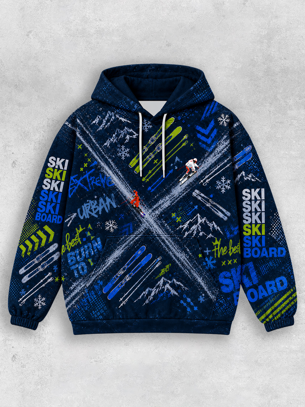 Grinram Ski Board Extreme Urban All-Over Print Hoodie