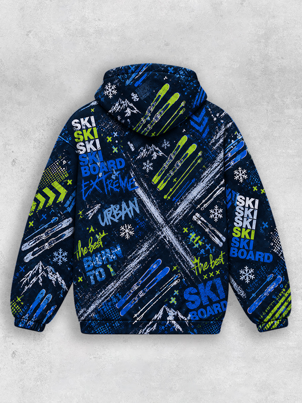 Grinram Ski Board Extreme Urban All-Over Print Hoodie