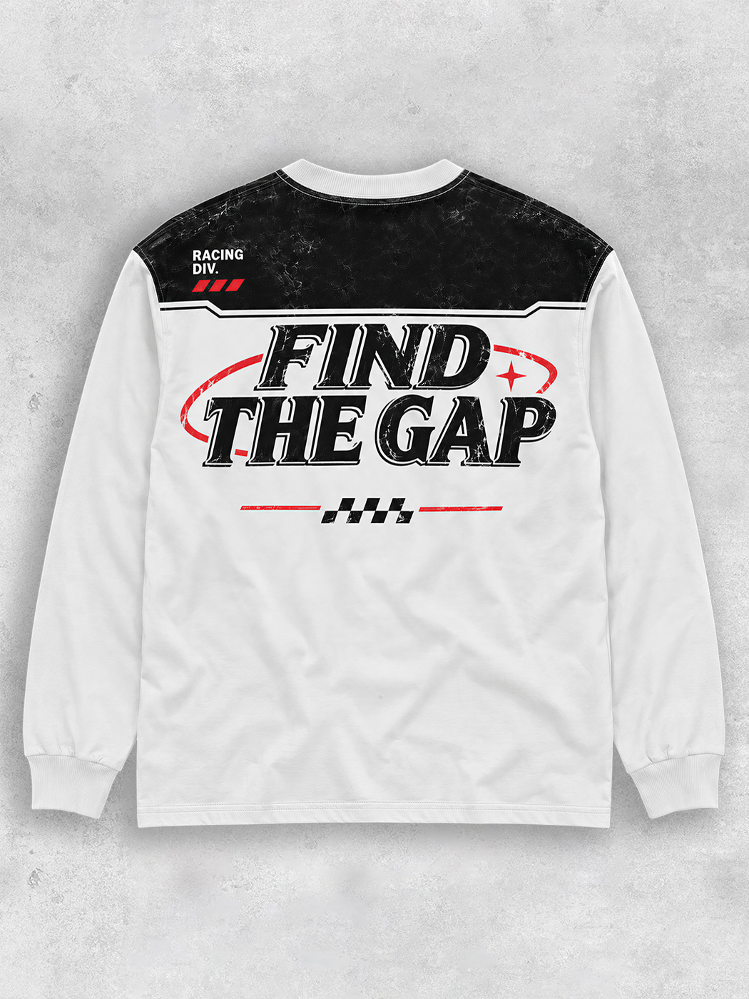 Grinram Find The Gap Checkered Flag Long Sleeve Cotton T-Shirt