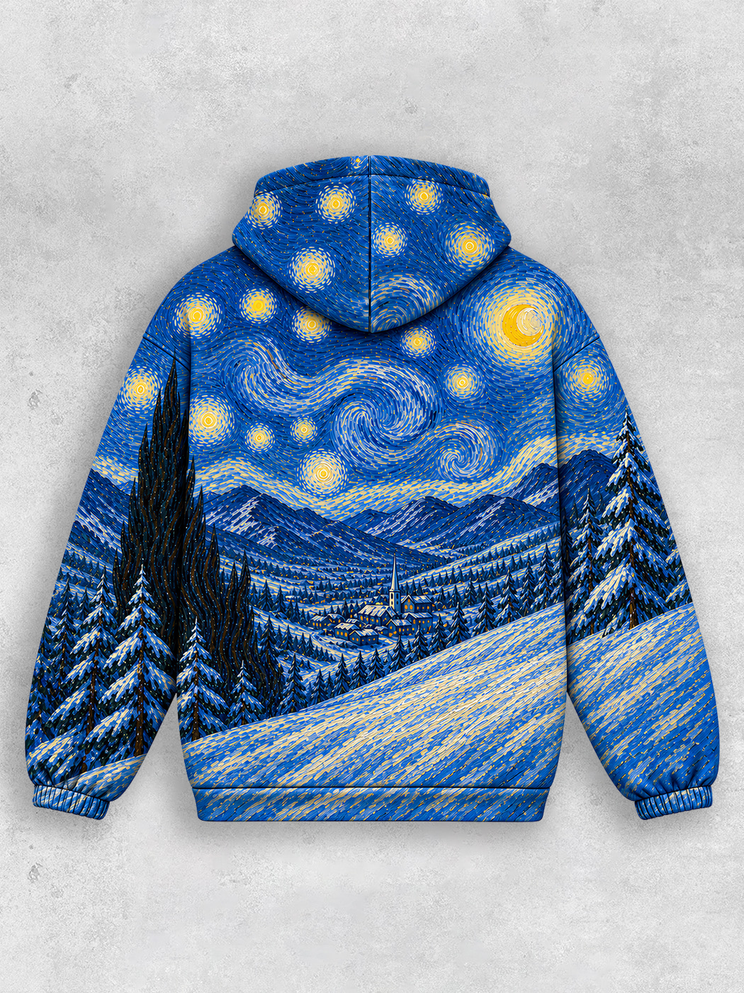 Grinram Starry Night Snowboarder All-Over Print Hoodie