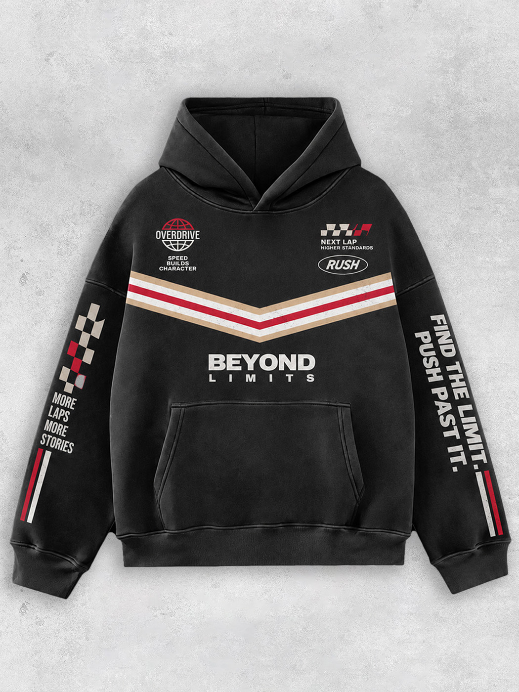 Grinram Beyond Limits Push Past It Washed Hoodie
