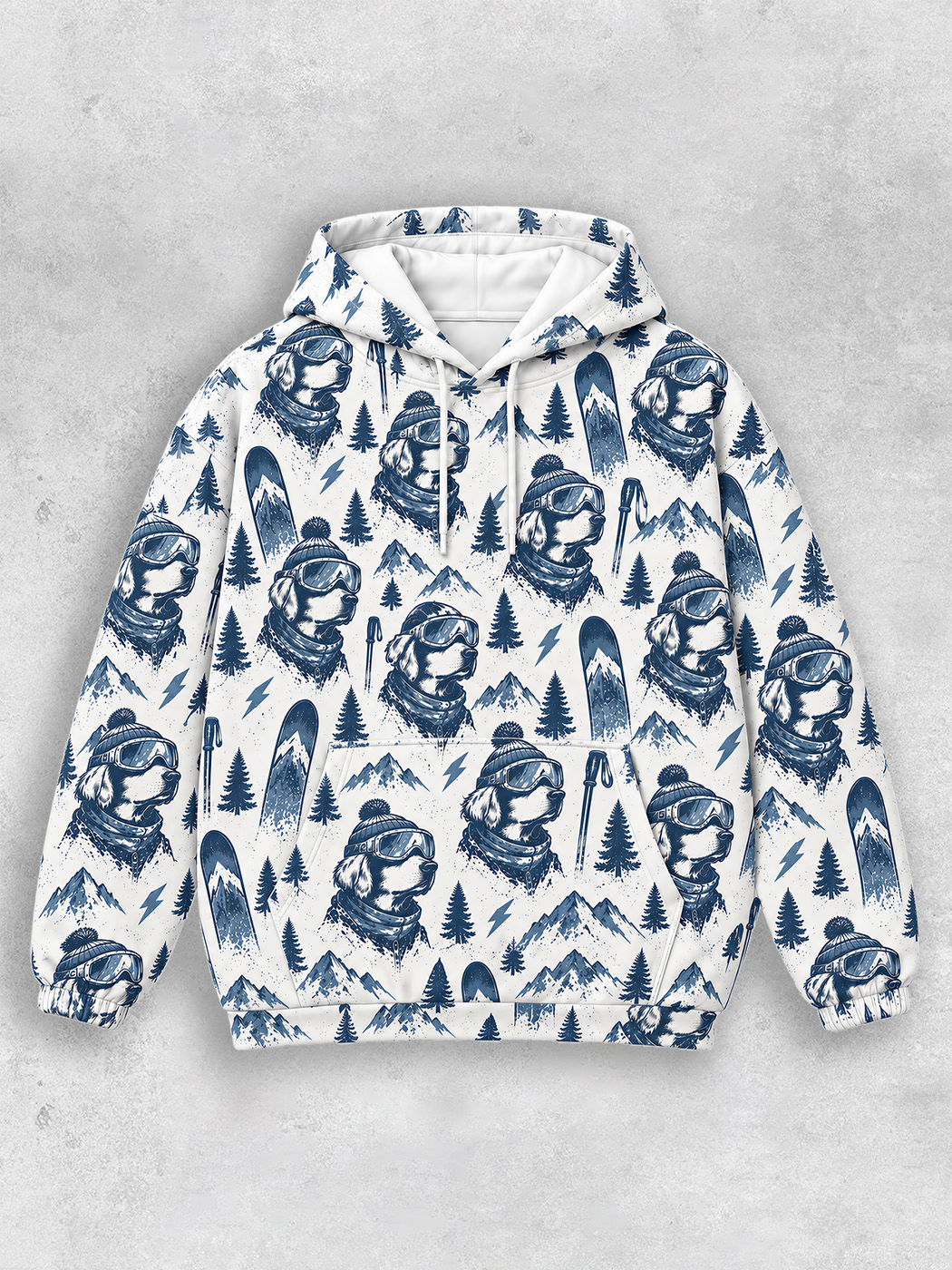Grinram Ski Golden Retriever Dog All-Over Print Hoodie