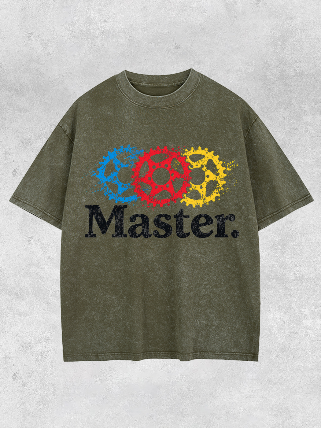 Grinram Blue Red Yellow Sprocket Master Washed T-Shirt