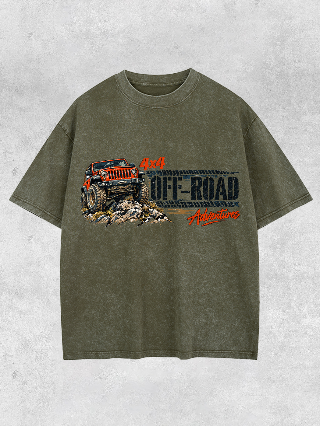 Grinram 4×4 Off-Road Adventures Jeep Washed T-Shirt